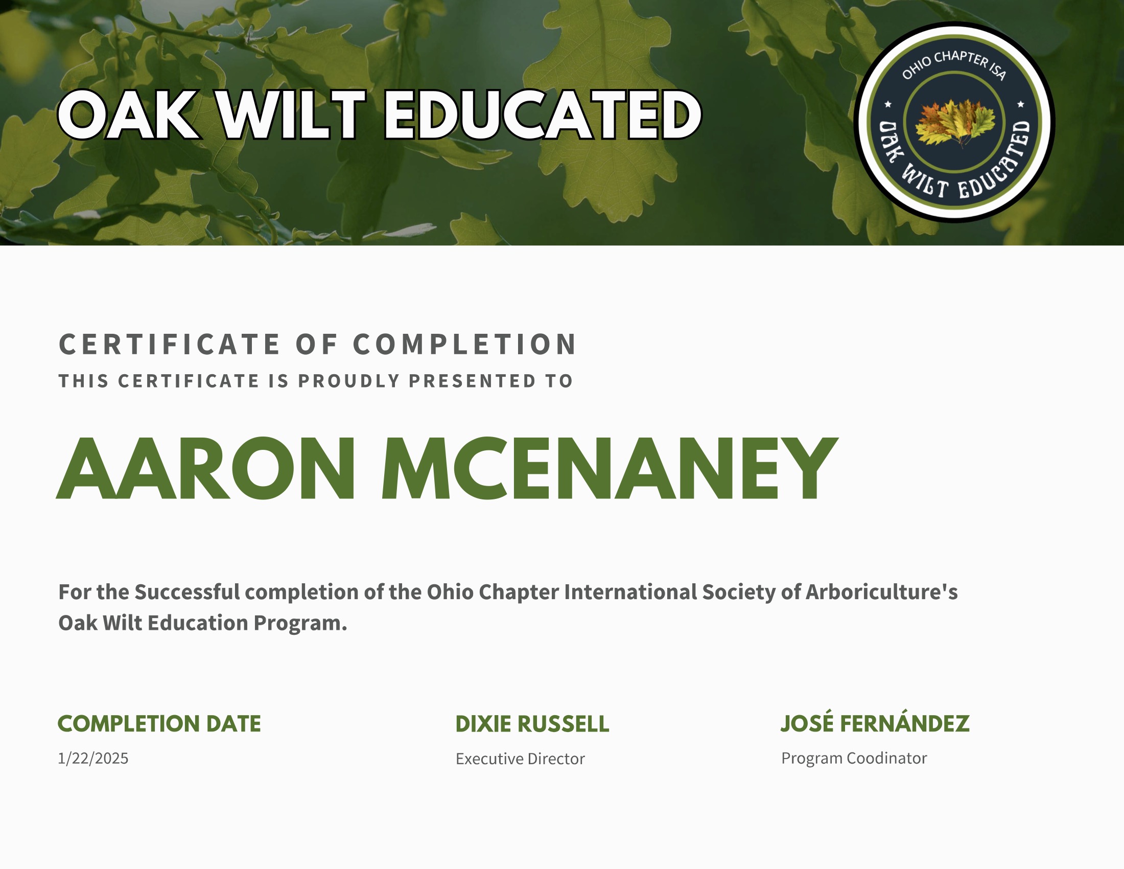 McEnaney Aaron Cert 2025